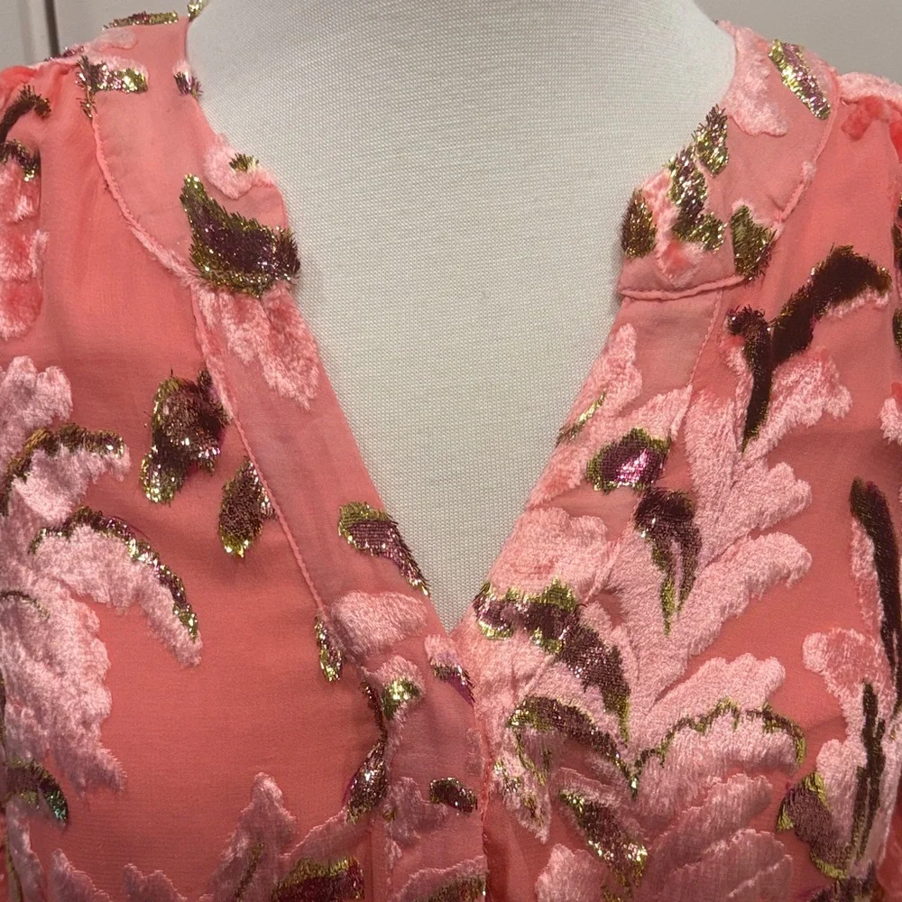 EUC Anthropologie Pink and Gold Blouse - Picture 3 of 10